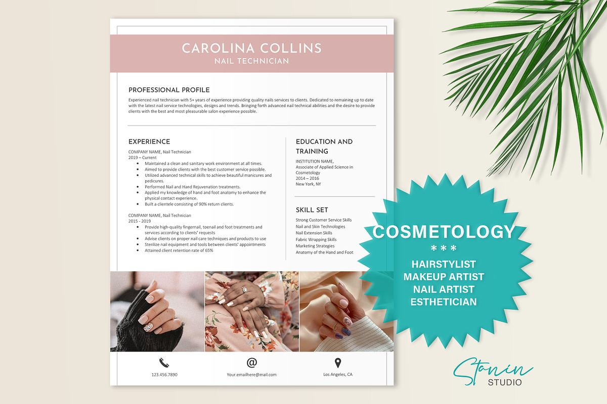 Nail Tech Resume Template Design, a Resume Template by Stanin Studio (Photo 1 of 10)