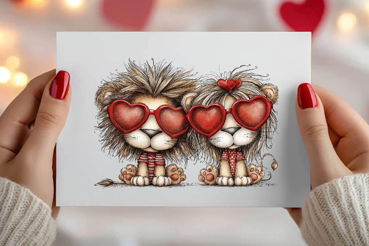 Whimsical Valentine Animals Clipart, an Illustration by Canvas Craft (Photo 4 of 6)