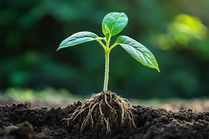Little flower seedling, green leaves, a Photo by Pavel_design