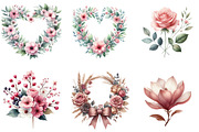 Dusty Pink Floral Clipart, an Illustration by DreamArtGraphic (Thumbnail 3 of 5)