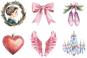 Coquette Glitter Christmas Clipart, an Illustration by CraftArtStudio (Thumbnail 3 of 6)