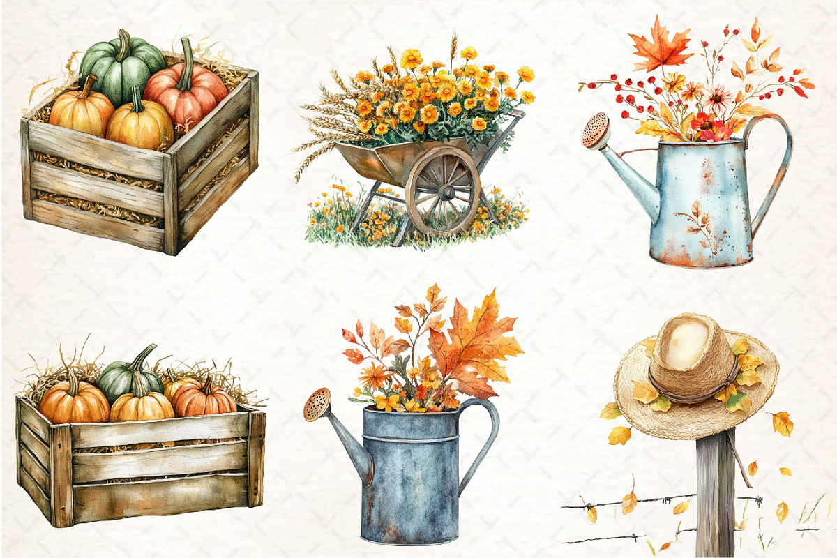 Autumn Garden Clipart, an Illustration by DreamCafeArt (Photo 2 of 7)