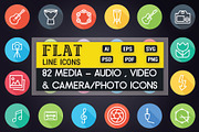 Media - Audio, Video & Photo Icons, a Solid Icon by FlatLineIcons (Thumbnail 1 of 7)