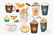 Watercolor Pumpkin Spice Clipart, an Illustration by MiracleArtAndDesign (Thumbnail 2 of 4)