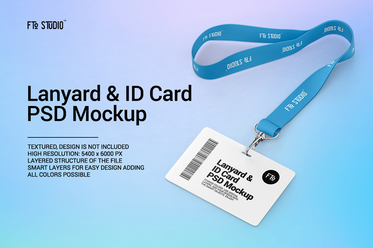 Lanyard w/ Horizontal ID Card Mockup, a Merchandise Mockup by Fto Studio (Photo 1 of 6)