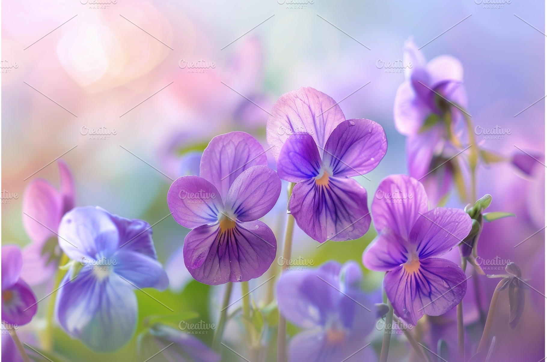 Purple and blue pansies blooming in, a Nature Photo by Ylivdesign