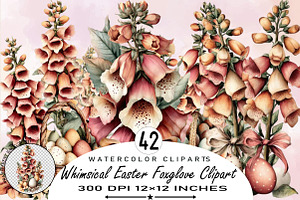Whimsical Easter Foxglove Clipart Bu, an Illustration by SVGArt