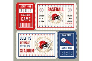 Vintage baseball tickets, a Sport Illustration by YummyBuum