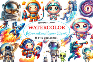 Astronaut and Space Watercolor, a Technology Illustration by fashionaddict