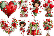 Watercolor Valentine Clipart, an Illustration by Designking (Thumbnail 2 of 5)