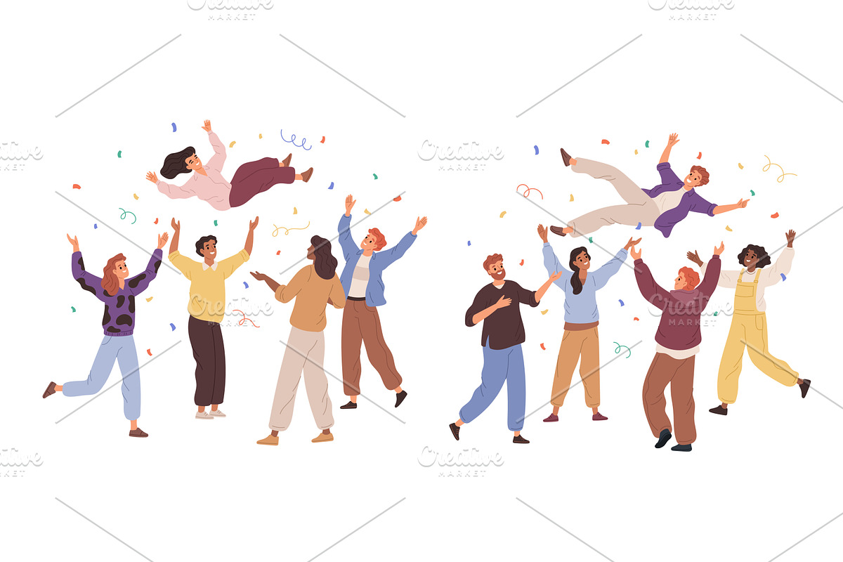 People throw up winners. Tossing in, a Person Illustration by YummyBuum