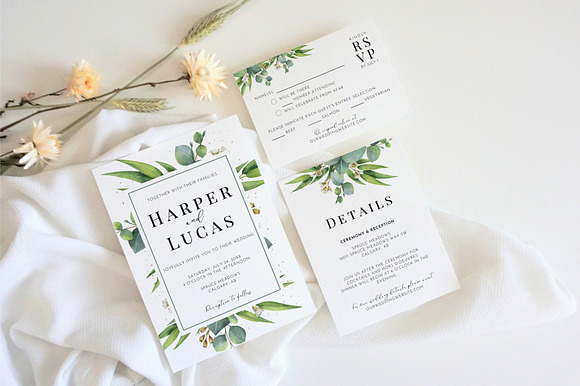 Eucalyptus Wedding Invite Template preview 8
