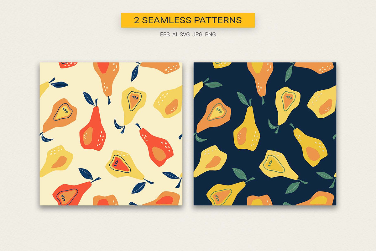 Sweet Pears Seamless Pattern Set, a Pattern Graphic by Irina Ostapenko (Photo 2 of 5)