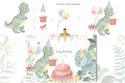 DINOSAUR watercolor clipart., an Animal Illustration by OlliArtDesign (Thumbnail 8 of 12)