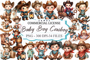 Baby Boy Cowboy Clipart, a Graphic by designcity5