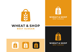Shopping Bag Wheat Plant Logo, a Branding & Logo Template by ika trisiana