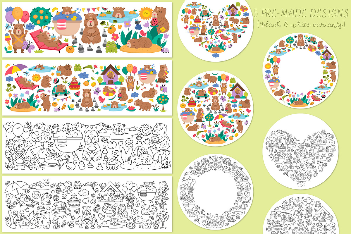 Capybara clipart, patterns, designs, an Animal Illustration by Lexi Claus (Photo 5 of 8)