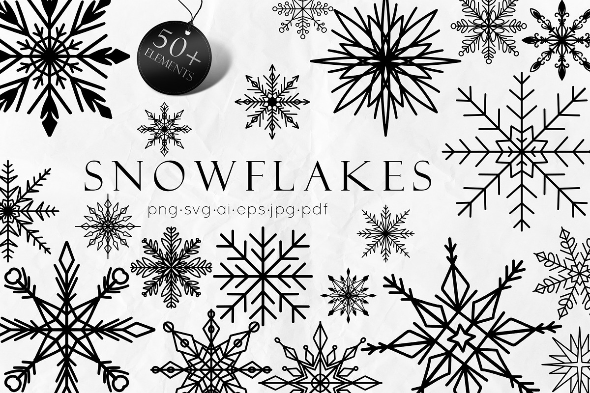 50 Snowflakes SVG Line Art, an Object Graphic by Dervik Art Store (Photo 1 of 7)