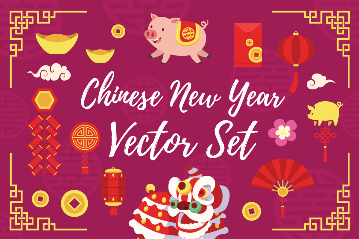 2019 Chinese New Year Vector Set, an Illustration by Torrboar Design (Photo 1 of 2)