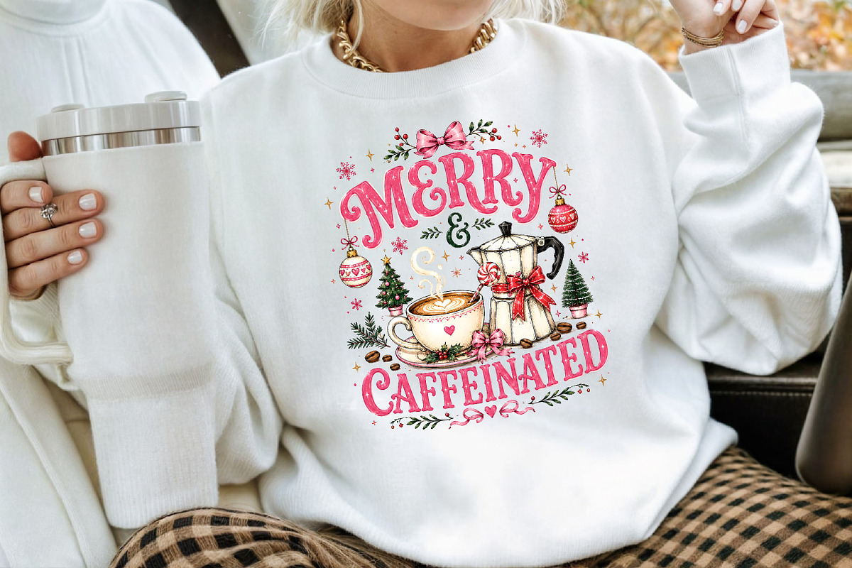 Merry And Caffeinated Christmas PNG, a Seasonal Illustration by Creative Art (Photo 3 of 3)