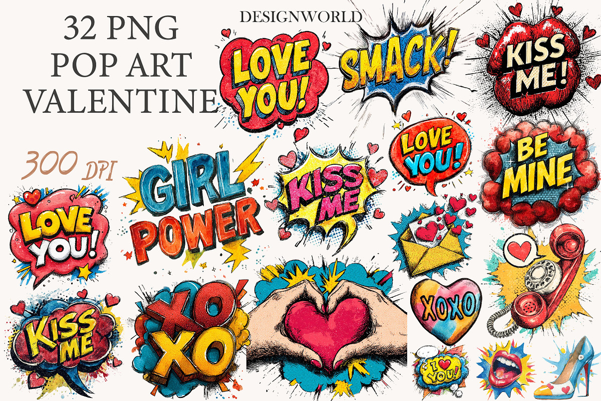 Pop Art Valentine PNG Sublimation, an Illustration by Designworld (Photo 1 of 9)