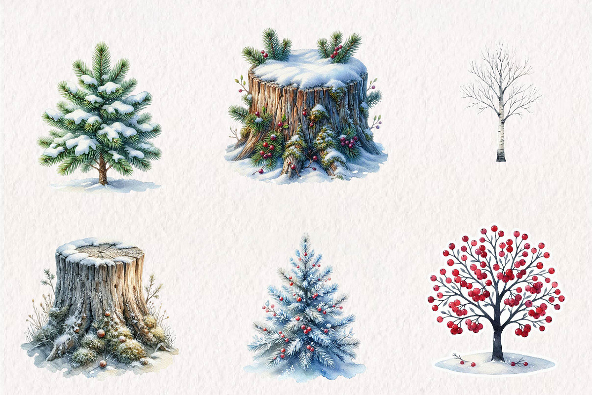 Winter Trees Collection, a Seasonal Illustration by CreationArt (Photo 2 of 7)