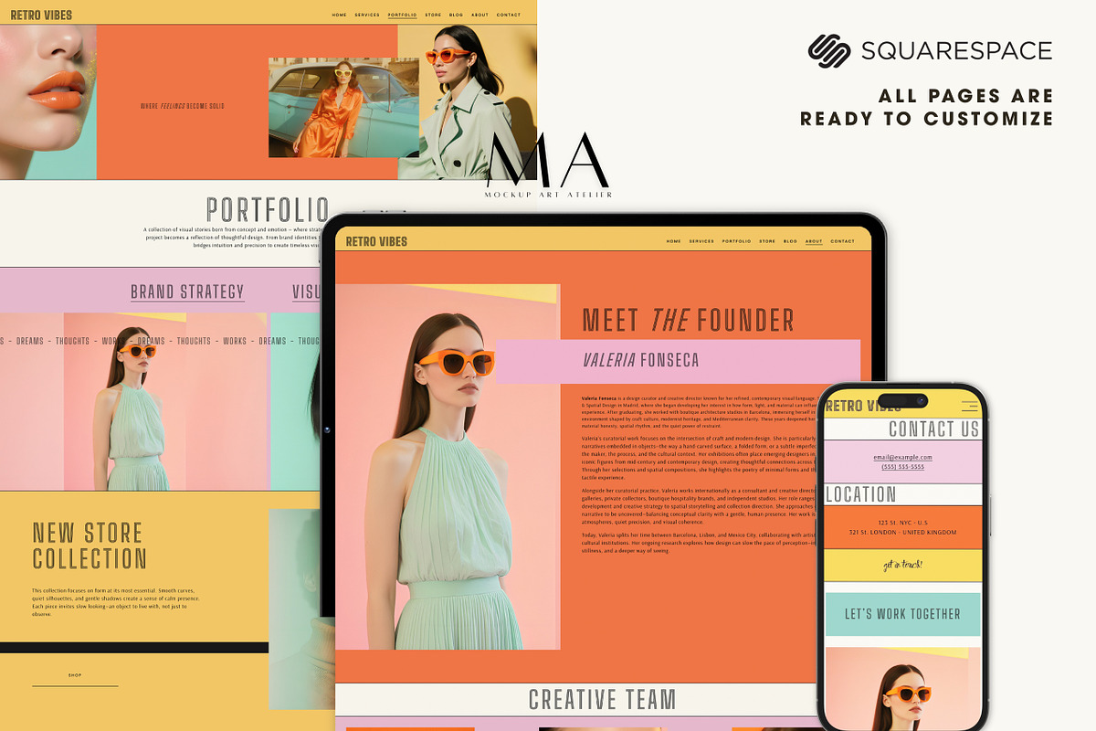 Retro Squarespace Website Template, a Squarespace Template by Mockup Art Atelier (Photo 4 of 16)