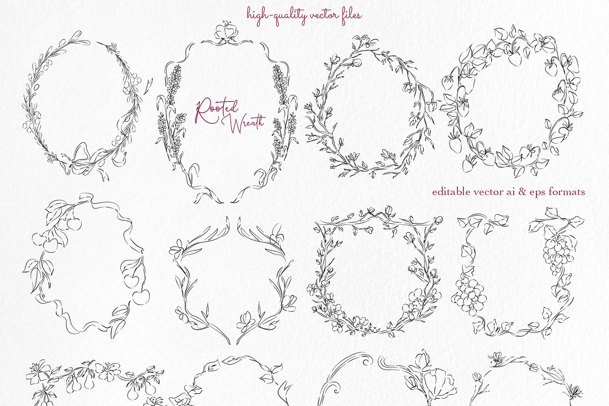 Rooted Romance. Wedding Line Art Kit, an Object Graphic by Mio Buono (Photo 7 of 16)