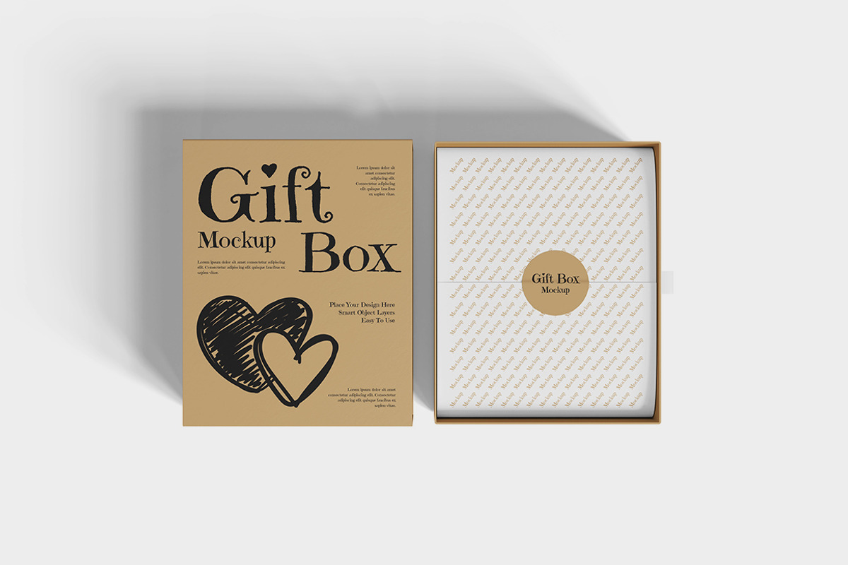 Gift Box Mockup PSD Packaging, an Advertising Mockup by Indah (Photo 5 of 6)
