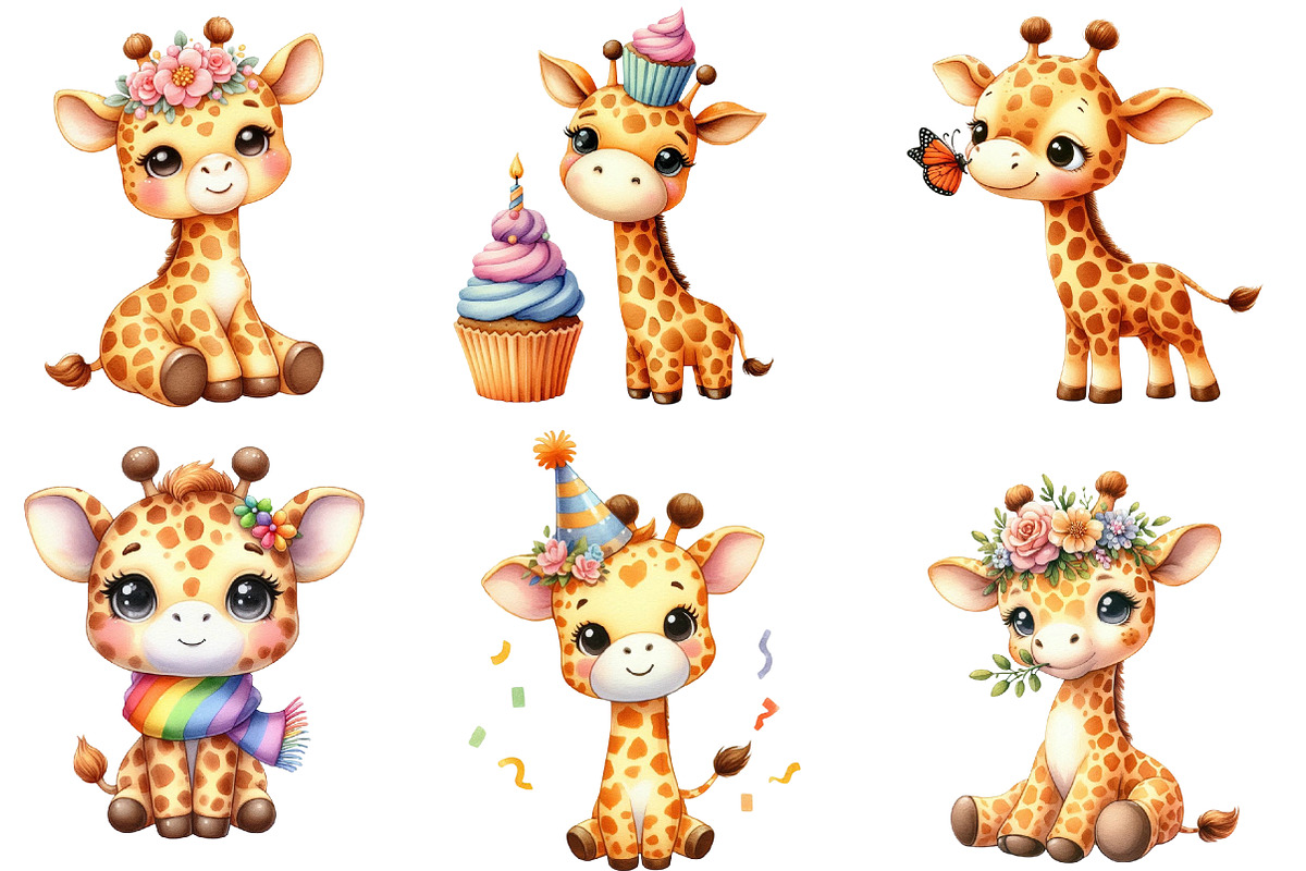 Cute Giraffe Sublimation Clipart, an Illustration by Designworld (Photo 4 of 6)