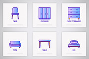 Furniture | 16 Thin Line Icons Set, an Outline Icon by Alex Blogoodf (Thumbnail 5 of 11)