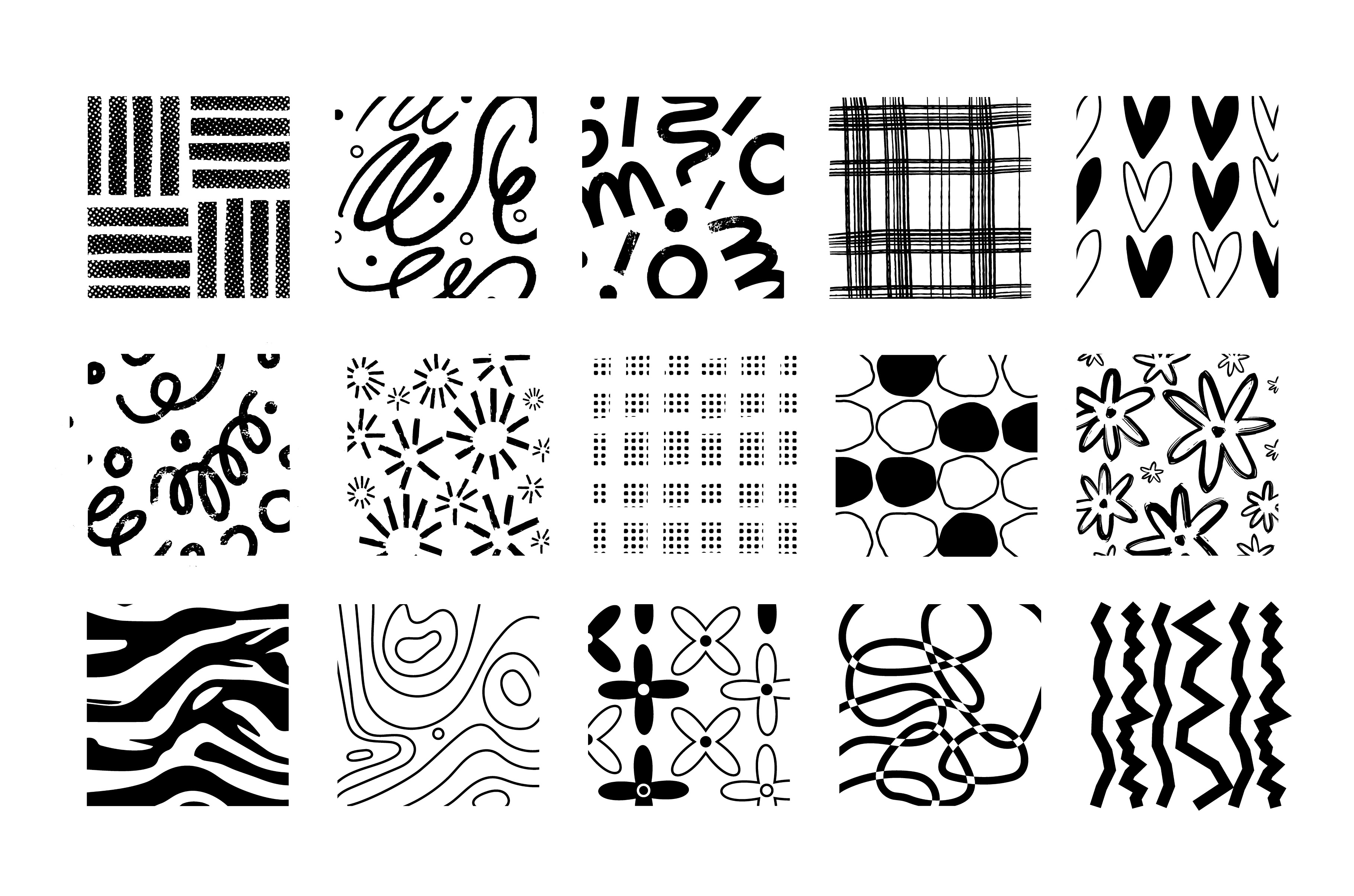 Black doodle textures. Hand drawn | Decorative Illustrations ~ Creative ...