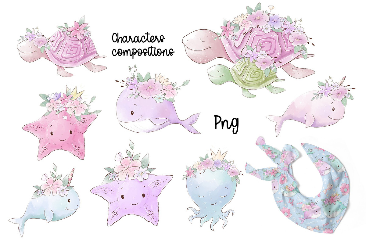 Nursery clipart Cute marine life, an Animal Illustration by Yuliya Art (Photo 2 of 11)