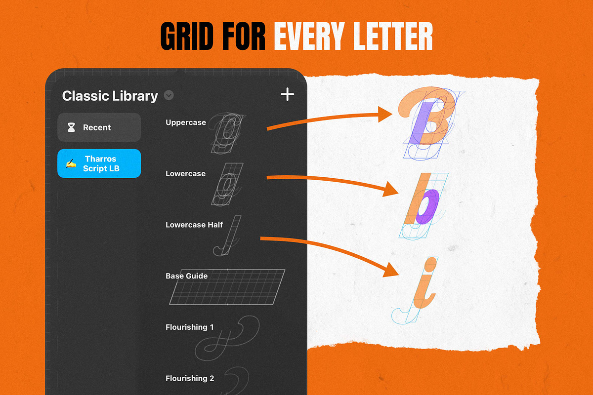 Script Letter Builder (Grid System), a Brush Add-On by Tharros (Photo 4 of 9)
