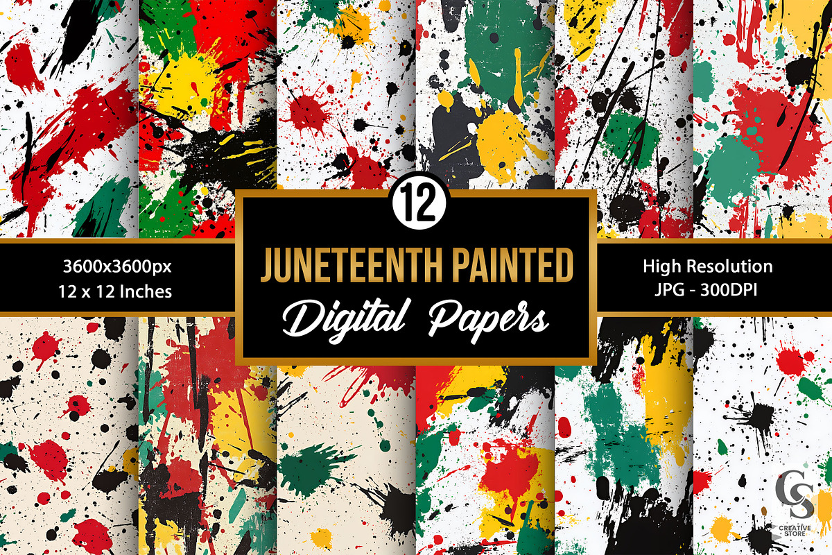 Juneteenth Paint Splatter Pattern, a Pattern Graphic by Creative Store (Photo 1 of 5)
