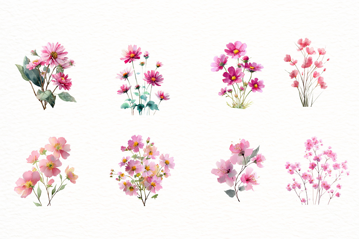 Pink Wildflowers Clipart, an Illustration by Designworld (Photo 5 of 6)