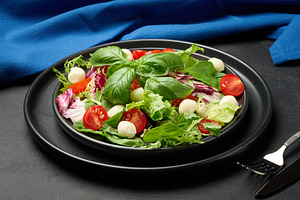 Fresh salad with mixed greens, radicchio and cherry tomatoes, se, a Food & Drink Photo by ndanko