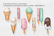 Watercolor & Line Art Ice Cream Set, a Food Illustration by Garden in frame (Thumbnail 2 of 8)