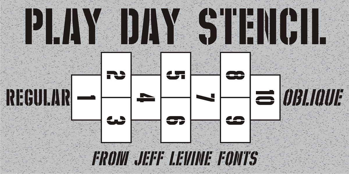 Play Day Stencil JNL, a Sans Serif Font by Jeff Levine Fonts