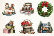Watercolor Christmas Market Clipart, an Illustration by Libby Wishes (Thumbnail 5 of 9)