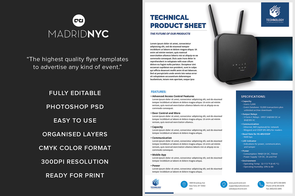 Technical Data or Product Sheet, a Flyer Template by MadridNYC (Photo 2 of 3)