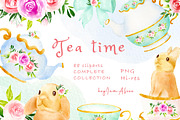 Tea time party bunny clipart, an Illustration by heyiamalice (Thumbnail 1 of 15)