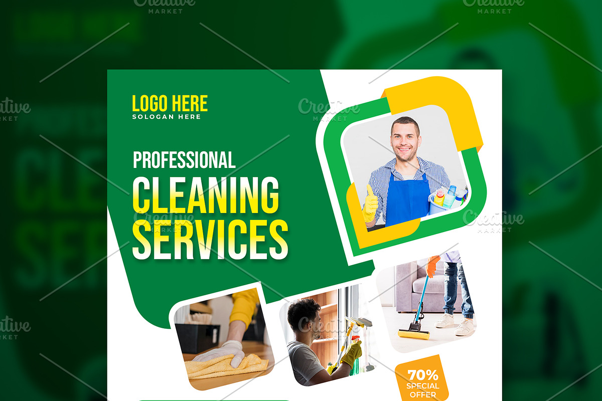 Cleaning Service Social Media Bundle, a Social Media Template by gstudiovect21 (Photo 2 of 10)