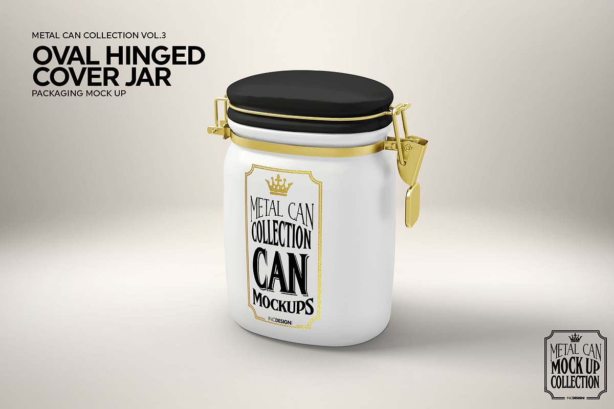 Oval Tin Jar with Clip Cover Mockup, a Product Mockup by INCDesign (Photo 4 of 6)