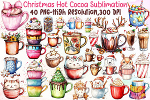 Christmas Hot Cocoa Sublimation Clip, an Illustration by Sublimation Artist