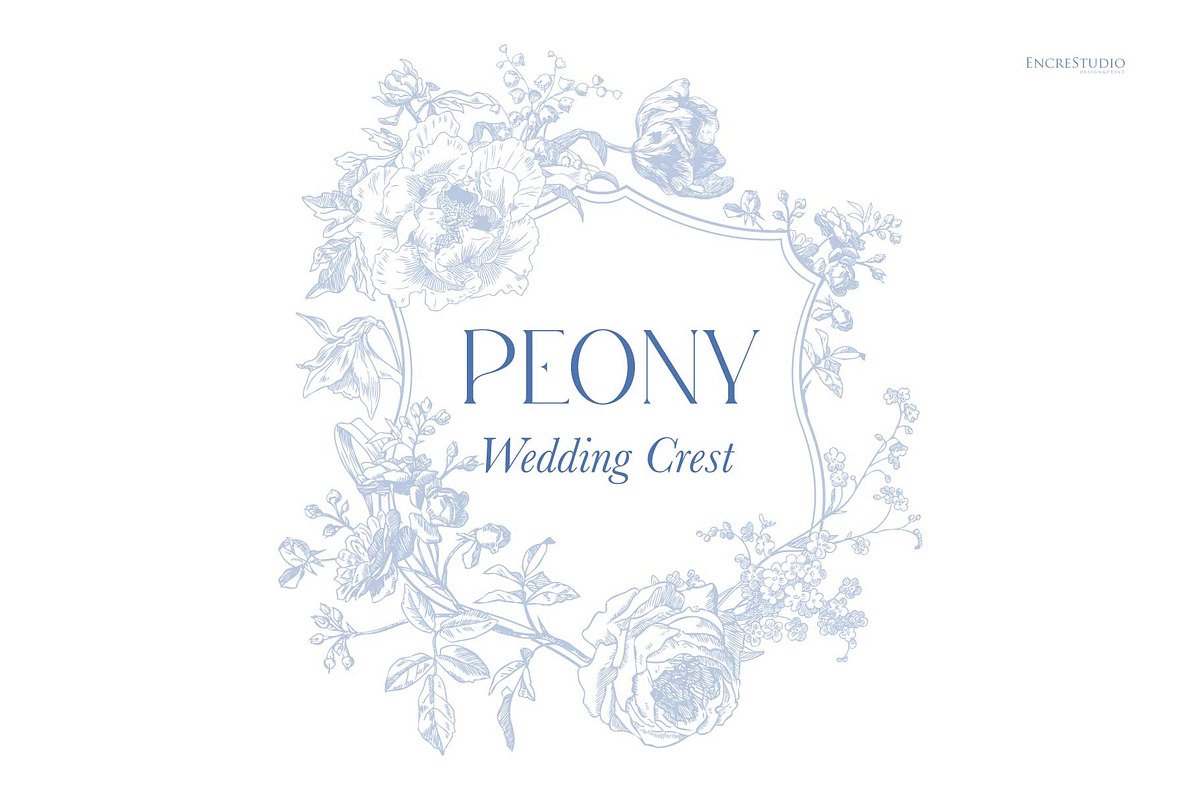 Peony Wedding Crest, an Object Graphic by Encre Studio (Photo 1 of 5)