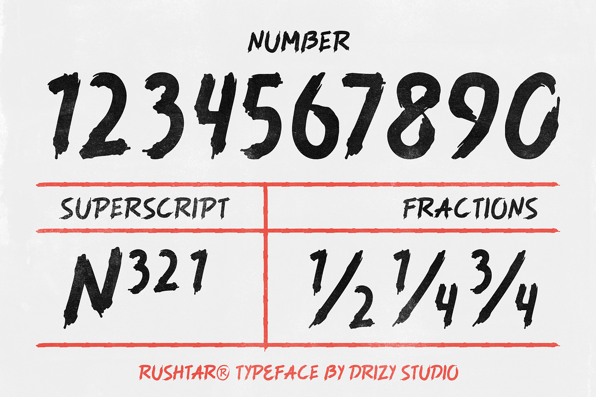 Rushtar - Brush Grunge Typeface, a Handwritten Font by Drizy (Photo 4 of 10)