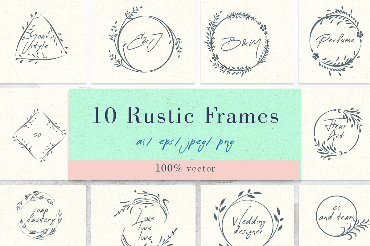 Floral vector rustic frames, an Object Graphic by FleurArt