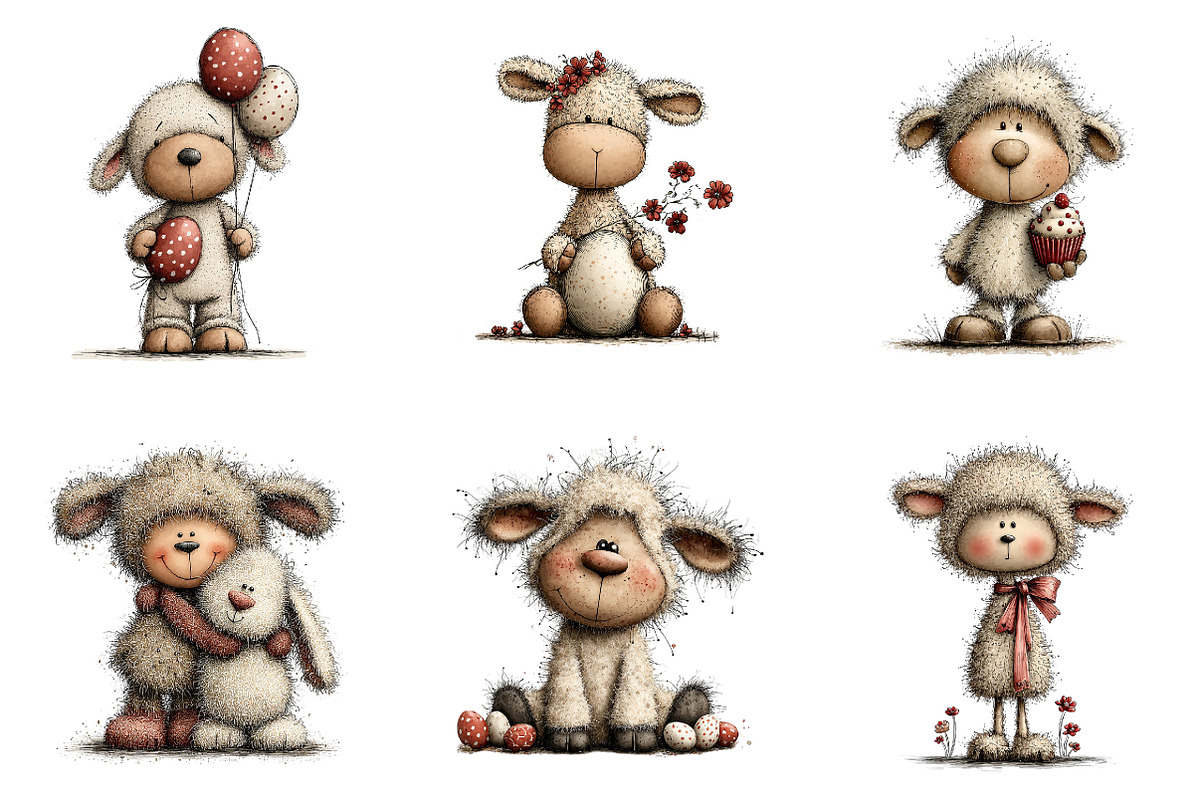 Easter Lamb Whimsical Clipart, an Illustration by CreationArt (Photo 7 of 7)