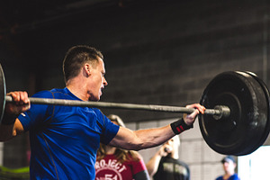 Crossfit lifting & dropping  man stock photo containing crossfit and fitness